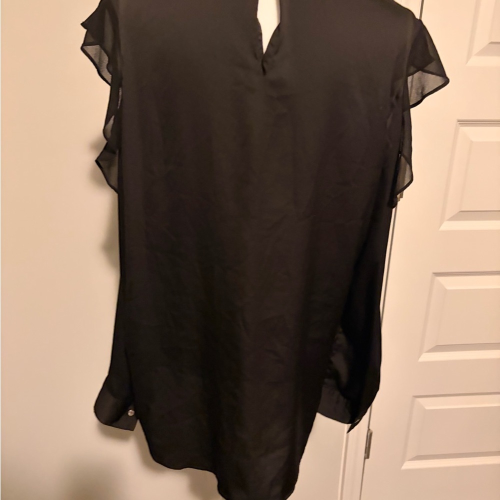 Calvin Klein Black Ruffle Sleeve Blouse - Picture 2 of 3